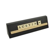 Wholesale - 8x2 AUSTIN Print Puzzle Piece Blk Wedge Wood Stand Tabletop, UPC: 651961772040